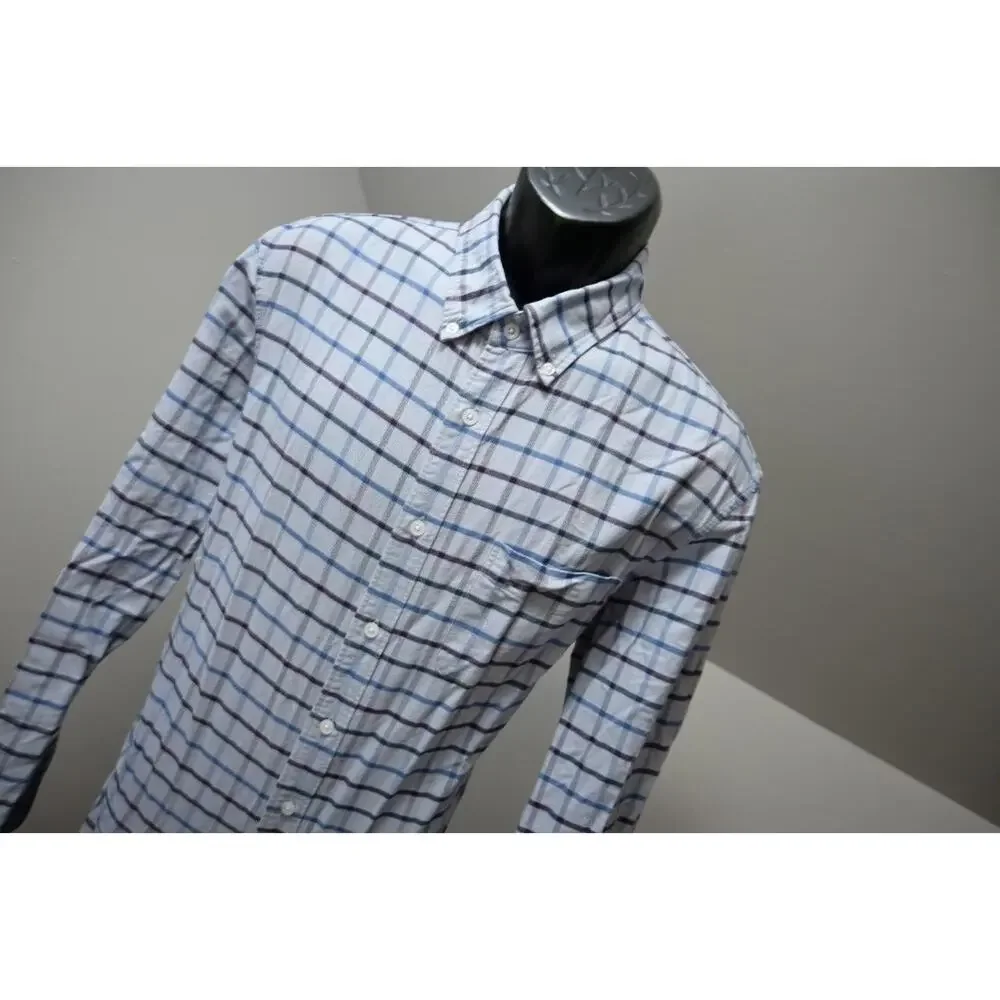 J Crew Flex Oxford Dress Shirt Plaid Long Sleeve Button Up Mens‎ Large